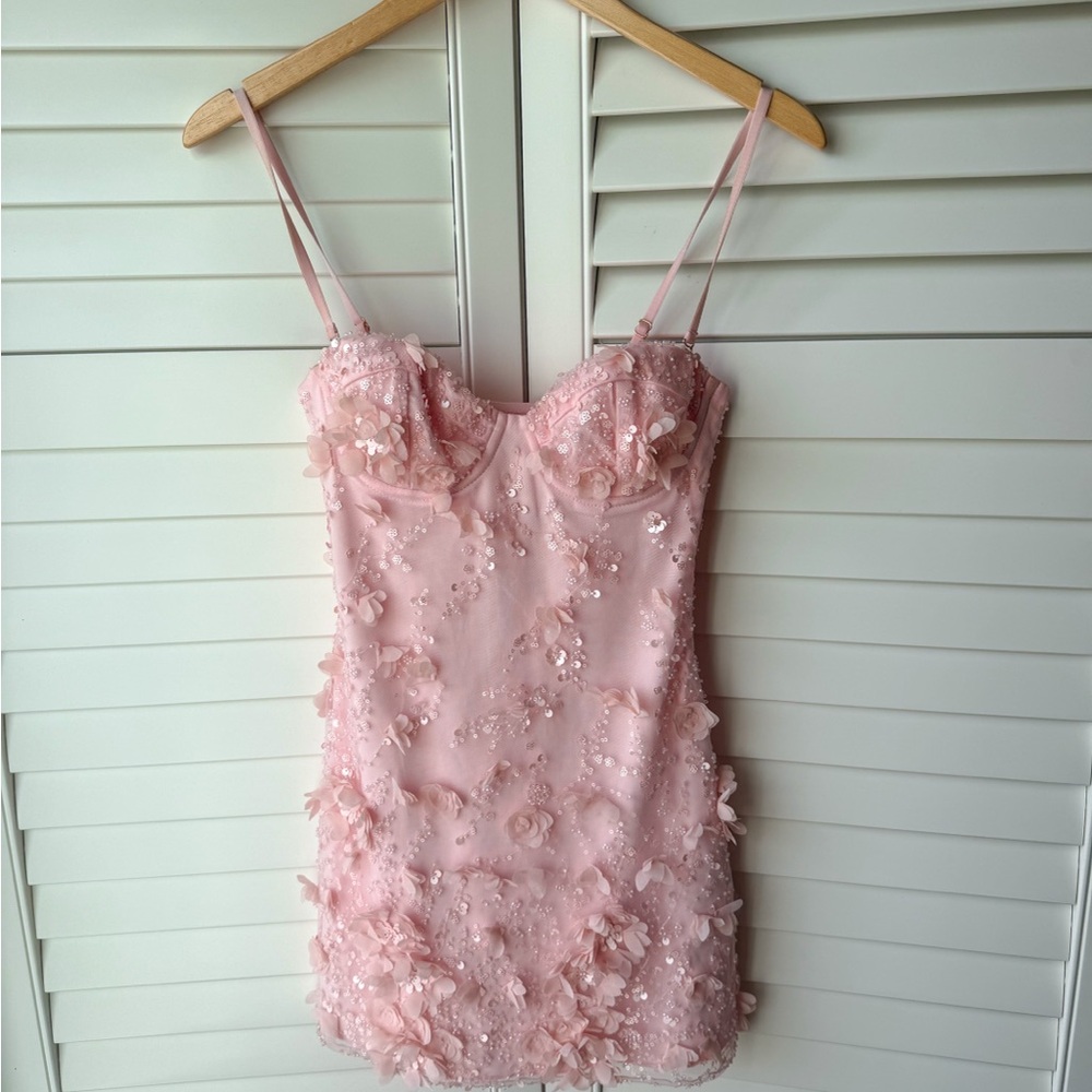 Oh Polly Edita Bandeau A-line Mini Dress in Soft Pink SIZE 2